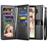 NJJEX for Galaxy Note 8 Case, for Note 8 Wallet Case, PU Leather [9 Card Slots] ID Credit Folio Flip Cover [Detachable] [Kickstand] Magnetic Phone Case & Wrist Strap for Samsung Note 8 [Black]