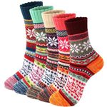 Christmas Gifts for Women Mom Stocking Stuffers for Women 5 Pair Fuzzy Wool Socks Christmas Gift ideas Mom Gifts for Wife Cadeau Femme Maman Noel Novelty Compression Socks Gifts for Her Girlfriend