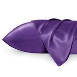 Bedsure Satin Pillowcase for Hair - Similar to Silk Pillowcase, Cooling Pillow Cases 2 Pack with Envelope Closure, Gifts for Women, Queen & Standard Size 50x75 cm, Petunia Purple