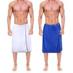 kilofly 2pc Men's Adjustable Shower Wrap Bath Towel with Snap Closure 26 x 54 inch