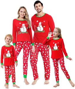 YIJIU Christmas Matching Family Pajamas Boys and Girls Red Xmas Snowman Sleepwear PJS Set,Snowman,Men-L