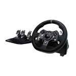 Logitech G G920 Driving Force Racing Wheel and Floor Pedals, Real Force Feedback, Stainless Steel Paddle Shifters, Leather Steering Wheel Cover for Xbox Series X|S, Xbox One, PC, Mac - Black