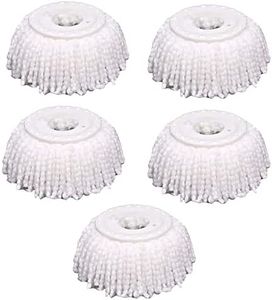 5 PCS Microfiber Replacement Mop Head Spin Mop Head Replacement 5-Pack, Microfiber Refill Heads Universal for 360 Spin Magic Mopping, Round Shape Standard Size White