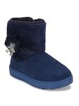 PASSION PETALS Teddy Winter Boots for Kids Baby Girls Boots for Your Kids for Comfortable Wear (Blue,4 Years-4.5 Years)