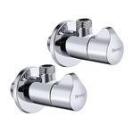 Angle Valve Quarter Turn 1/2" Inlet x 3/8" Outlet Shut Off Water Angle Stop Valve with Flange 2pcs Faucet Valve Toilet Valve Solid Brass Chrome