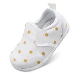 JIASUQI Baby Shoes Boys Girls Slip On Sneakers Infant Soft First Walking Shoes Toddler Daily Casual Shoes(Dot White,18-24 Months)