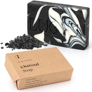 lubiu Sapone Nero al Carbone Attivo - 100g Sapone Antibatterico Profumato - Come Sapone Solido Corpo e Sapone Mani per una Pulizia Approfondita - Sapone Naturale