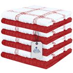 Dan River Dish Towels for Kitchen | 100% Cotton Dish Towels | Tea Towels for Kitchen | Dish Drying Towels | Dish Clothes for Washing Dishes | Kitchen Washcloths for Dishes |12”x12” Red Pack-8