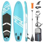 FBSPORT Inflatable Stand Up Paddle Boards,SUP Board,6" Thick Stand Up Paddle Boarding,Paddling Board for Youth & Adult,Surfboard,SUP with Adjustable Paddle/Backpack/Pump/Removable Fin (IceBlue)