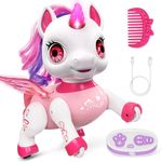 Beefunni Robot Unicorn Toy for Girls, Remote Control Robot Toys Pet with Light up Horn and Wings, Birthday Gifts for 3 4 5 6 7 8 Year Old Girls Toddlers (Pink)