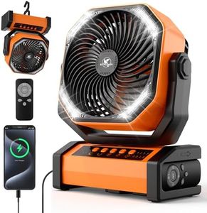 20000mAh Camping Fan with LED Light, Auto-Oscillating Desk Fan with Remote & Hook, Rechargeable Battery Operated Tent Fan, 4 Powerful Speeds 4 Timers USB Fan for Camping Jobsite Hurricane Emergency