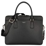 David Jones - Men's Business Briefcase Work Satchel - 13 Inch Laptop Bag PU Leather - Shoulder Messenger Bag - Multiple Pockets Crossbody Bag - Computer Handbag Office College Travel Elegant - Black