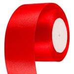 50mm Wide Red Ribbon Thick Red Christmas Ribbon for Gift Wrapping 22m, 2 inch Thick Red Satin Ribbon for Wedding Car Xmas Ribbon Cake Wrapping Ribbon Hair Bow Bouquet Craft Decoration Ribbon