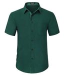 Enlision Mens Short Sleeve Green Formal Shirt Regular Fit Dress Shirt Button Down Business Casual Shirts M