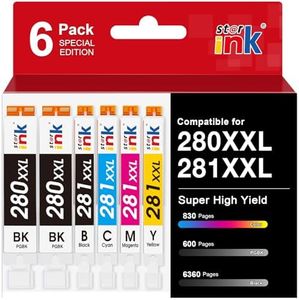 6 Pack PGI-280XXL CLI-281XXL Compatible Ink Cartridges, Replacement for Canon PIXMA TR8620a TR8620 TR8520 TR8600 TR7520 TS6120 TS6220 TS9120 TS8220 TS6320 TS9520 TS9521C Printers