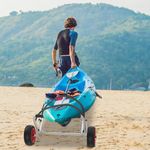 YEATHOR Kayak Trolley Cart Canoe Carrier Foldable Boat Surf SUP Transport Cart Aluminium with 2 PU Inflatable Wheels & Strap for Carring Surfboard Boat Trailer Poddle Boards up to 100kg