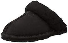 BEARPAW - Loki II - Women's Suede Leather Slippers - Sheepskin Wool - Black Size: 8