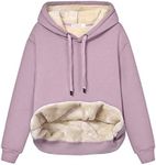 Haellun Womens Casual Winter Warm Fleece Sherpa Lined Pullover Hooded Sweatshirt, Purple, Large