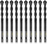 10-Piece 5/16” Masonry Drill Bits for Concrete Tiles Stone, 5/16 Inch Carbide Drill Bit Set for Glass Ceramic Brick Soft Metal Plastic and Wood, Hex Shank Drill Bit Set Diameter 8mm, Black