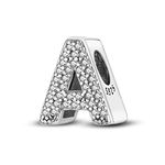 Pandach Alphabet Initial Charms Letter Complete A-Z Letters Solid Silver Cubic Zircons Beads Dangle Pendants for Pandora European Bracelets Necklace Women Girls Jewelry Gift Options