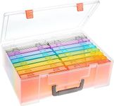 Photo Storage Boxes - Extra Large Clear Photo Case with 18 Inner Photo Storage Boxes 6x4, Acid-Free Plastic Craft Storage Box for Photo Stickers Stamps Cards Seeds Colorful