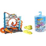 Hot Wheels City Ultimate Garage Playset - Multi-Level Garage with Parking for 90 Cars - Tunnel Jump - Launcher - Shark Obstacle - Gift for Kids 3+ & Color Reveal 2 Pack Assortment