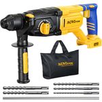 SDS-Plus Cordless Rotary Hammer Drill for Dewalt 20V Battery，Brushless Motor, Safety Clutch, 4 Functions, LED Light with Vibration Control, 5 Drills with Carry Bag(No Battery)