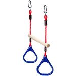 Lily's Things Trapeze Swing Bar with Gymnastic Rings | Ninja Warrior Accessories for Ninja Slackline Obstacle Course | Gym Accessories| Monkey Bar Set | Attaches to Most Home Playground Equipment Sets