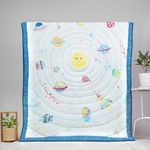 Gudgoodie 100% Cotton Muslin Reversible Quilt for New Born Babies & Toddlers | Lightweight AC/Winter Blankets | Solar System (45x55 inches) for 0-3 Years