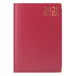 1ABOVE Premium Quality 2025 Diary | A5 Day to Page Diary | Hardback Gilt Edges Metal Corners for Home and Office Use (Red)