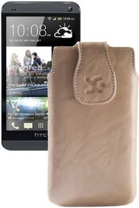 Suncase Leather Case for HTC One M07 Washed Beige