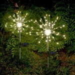 Anordsem Solar Lights Outdoor Garden: Firework Light Waterproof for Christmas Decorations Outside - Solar Powered Fairy Fireworks Stake Lamp for Pathway Patio Fence Yard Xmas Ornaments