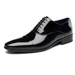 DECARSDZ Mens Faux Patent Leather Classic Lace-up Formal Oxford Tuxedo Dress Shoes Men Wedding Shoe, 015black, 9