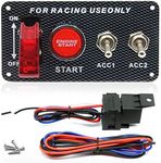 AUTO MT DC 12V Ignition Switch Panel 4 in 1 Car Engine Start Push Button Switch Toggle Panel with Indicator Light For Racing Car