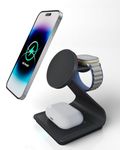 3 in 1 Wireless Charger for MagSafe, Aluminum Alloy Wireless Charging Station, Compatible with iPhone 14/13/12, Apple Watch, AirPods Pro/3/2 (Black)