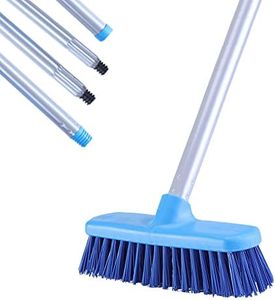 YONILL Deck Brush with Long Handle - Floor Scrub Brushes for Cleaning Shower, Stiff Bristle Scrubbing Brush, 50" Floor Scrubber Brush for Bathroom, Bathtub, Tub, Tile Floors, Garage and Patio