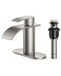 FORIOUS Bathroom Faucet, Single Handle Bathroom Faucet, Bathroom Sink Faucet Stainless Steel Single Hole Lavatory Faucet, Bathroom Vanity Faucet with Pop Up Drain (One or 3 Hole), Brushed Nickel