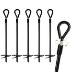 AKOLAFE 5 PCS Earth Ground Anchor, 15 Inch Ground Anchors Heavy Duty Swing Anchors, Metal Trampoline Anchor Kit for Swing Set,Tents, Canopies, Sheds, and Trampoline Sets