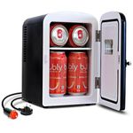 Koolatron Retro Mini Fridge For Bedrooms 12V Portable Cooler Refrigerator 4L Small 6 Can Table Top Quiet Mini Fridges For Skincare Food Drinks Kids Home Car & Travel Black