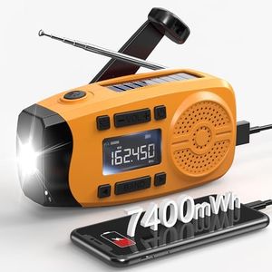 RunningSnail Emergency Hand Crank Radio with SOS Alarm, AM/FM NOAA Portable Weather Radio, 7400mWh Power Bank Phone Charger, USB Charged & Solar Power, Orange