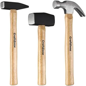 3PC Hammer Set Woodworking Tool - Claw Hammer 16oz | Sledge 3LB | Engineers' 500G DIY/Home/Office/Craft Wooden Handle