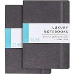 Papercode Journal Notebook - Luxury Notebooks w/ 130 Perforated, Lined Pages - Writing Journals for Work & School - 2 Pack in Steel Grey for Men & Women