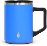 Elemental Insulated Coffee Mug - Triple-Wall Stainless Steel Summit Travel Cup for Hot and Cold Drinks - Thermal Coffee Mug with Lid and Handle for Camping, Office & Travel 16oz - Azure