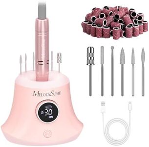 MelodySusie Rechargeable Nail Drill 30000RPM SC320G Electric Nail File with Bits & Sanding Bands Kit for Acrylic & Gel Nails, Professional Efile with LED Display for Manicure Pedicure Polishing (Pink)