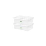 2 x 32L Plastic Storage Boxes Crystal Clear Box & Lid Large Home Office Stackable Nestable Under bed Boxes