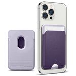 CASEOLOGY by Spigen Nano Pop Magnetic Leather Wallet Card Holder Compatible for MagSafe Designed for iPhone 14, iPhone 13, iPhone 12 Models - Grape Purple