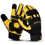 WORKMAXX Gardening Working Gloves Garden Thorn Proof Flexible Heavy Duty Leather Mechanic Utility Dexterity Breathable Construction Gloves for Work Mens Women (MUSTARD, MEDIUM)