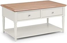 Julian Bowen Provence 2 Drawer Coffee Table, Rubberwood, Limed Oak/Grey, Height: 50, Width: 100, Depth: 60cm