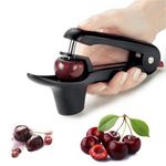 Cherry Pitter or Stoner, Olive Pitter Remover, Cherry Core or Seed Remover with Good Grips Handle & Food Grade Silicone Cup (Black)