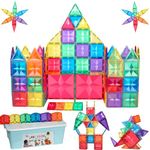 GELTILES Imagination - 100 Pcs Set Of Strong Building Magnetic Tiles Constructing And Creative Learning Educational Multicolor Toy For Kids Age 3+ With Storage Box Gift (100 Pieces)